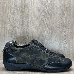 HASSIA Shoes Womens Size 5 US 8 Roma Camo Low Top Suede Leather Green Black